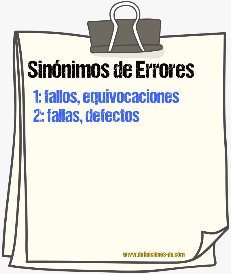 Sinónimos de errores