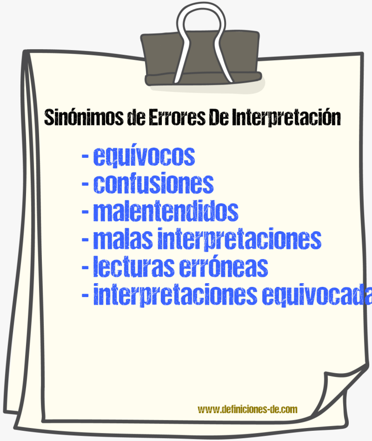 Sinónimos de errores de interpretación