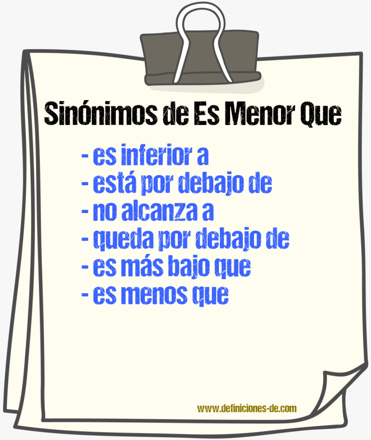 Sinónimos de es menor que
