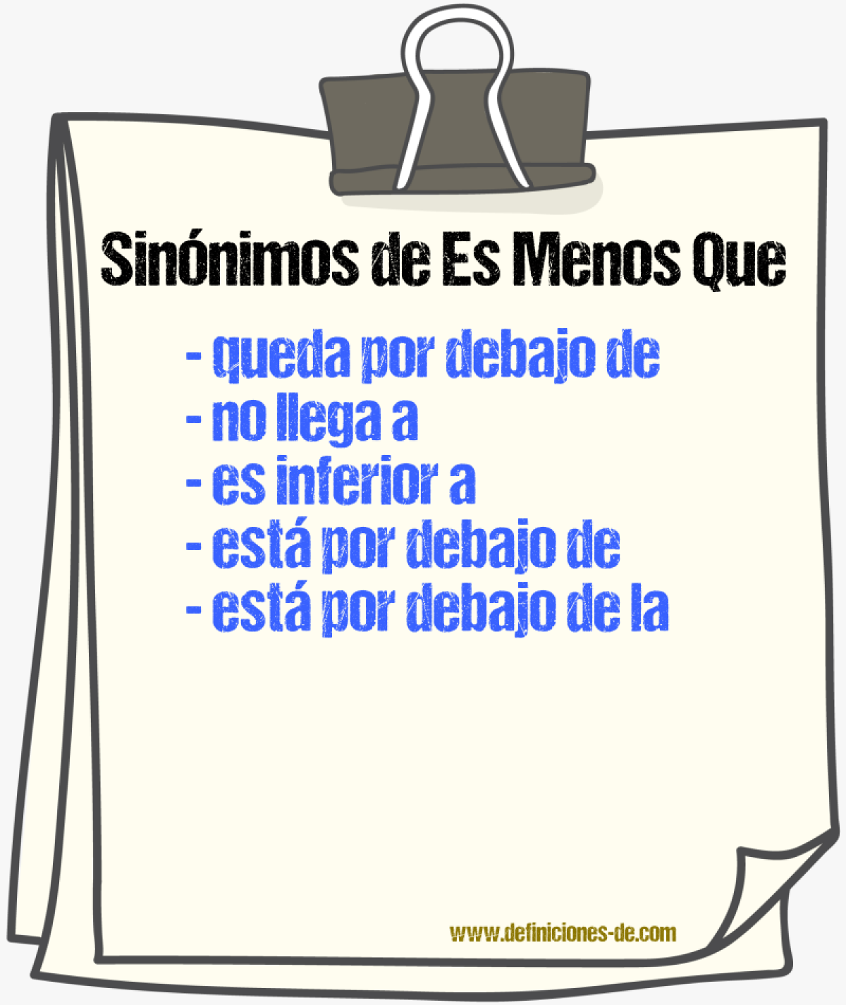 Sinónimos de es menos que