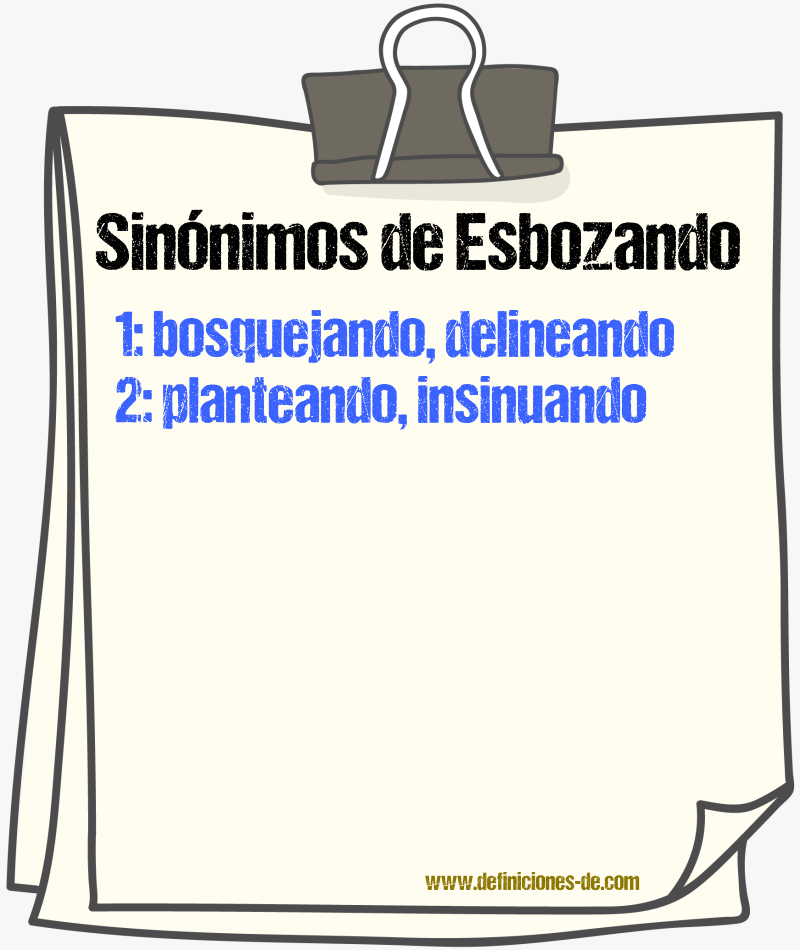 Sinónimos de esbozando