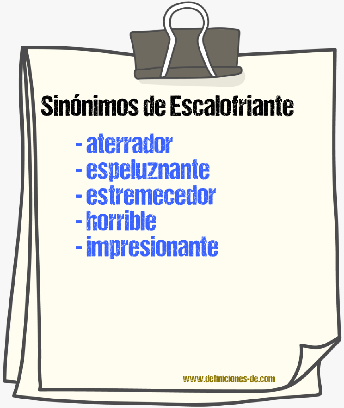 Sinnimos de escalofriante