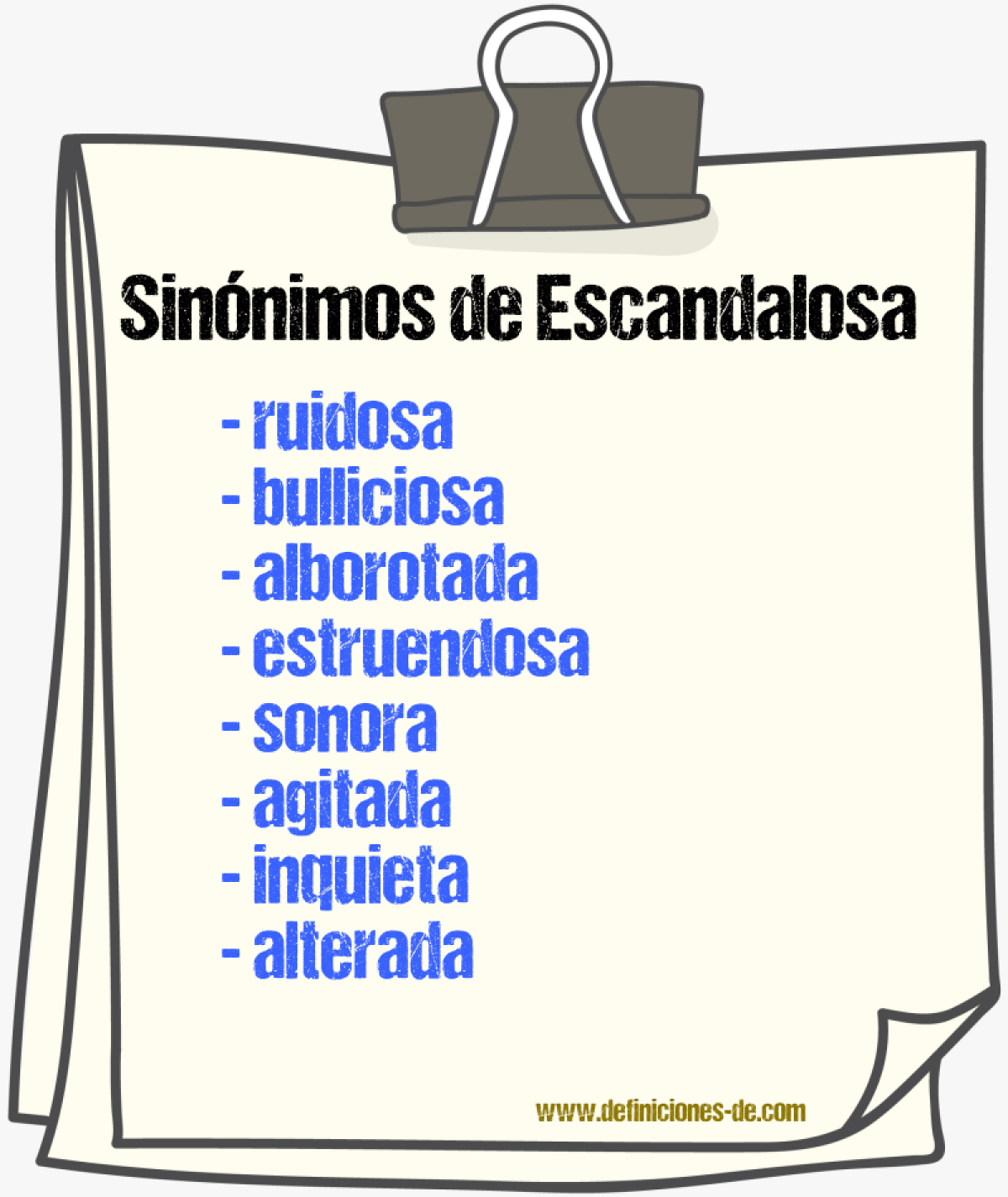 Sinónimos de escandalosa