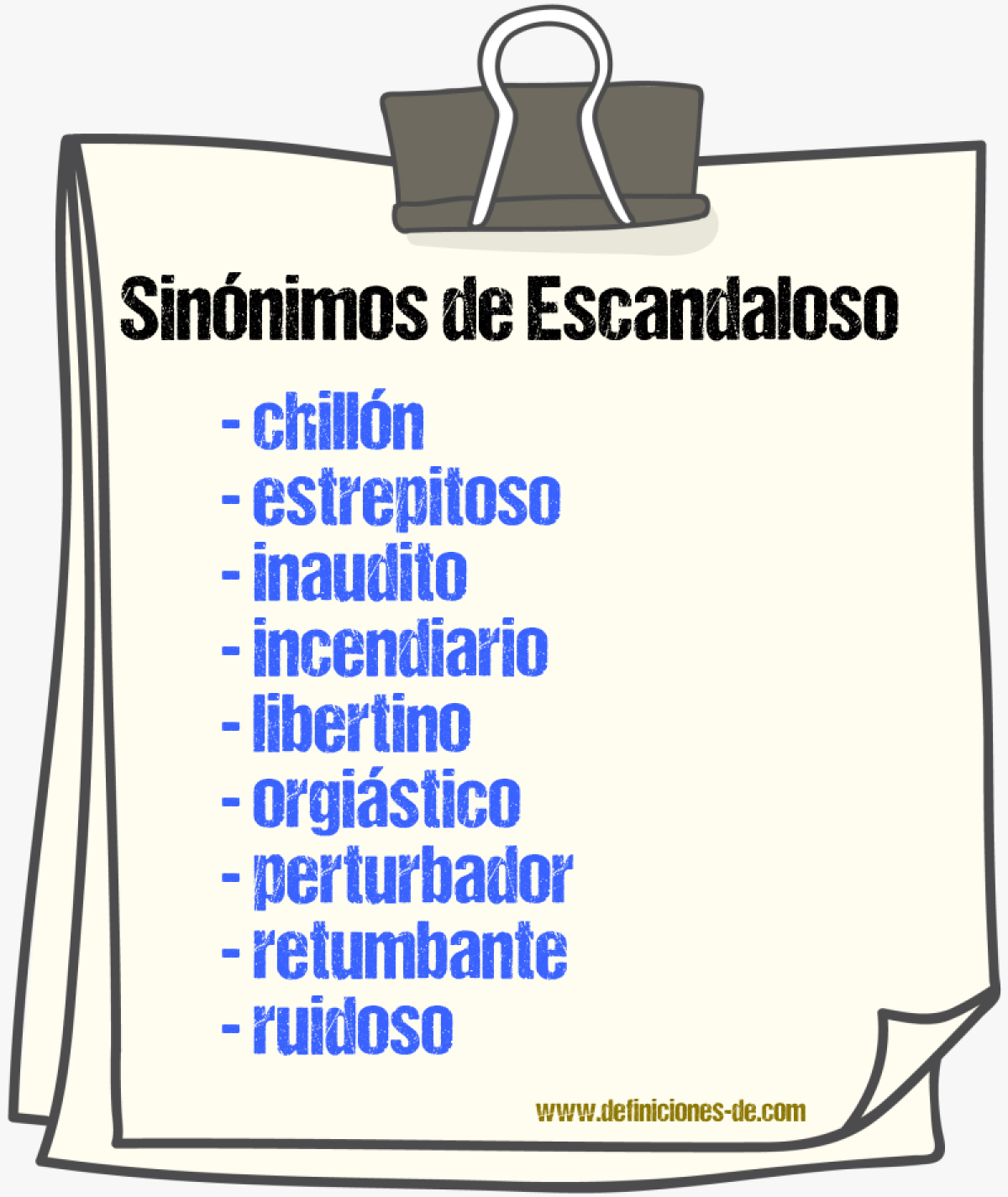 Sinnimos de escandaloso