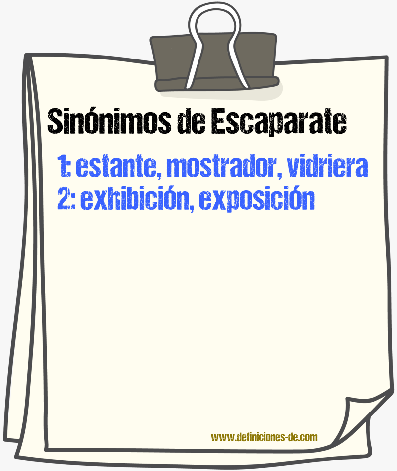 Sinnimos de escaparate