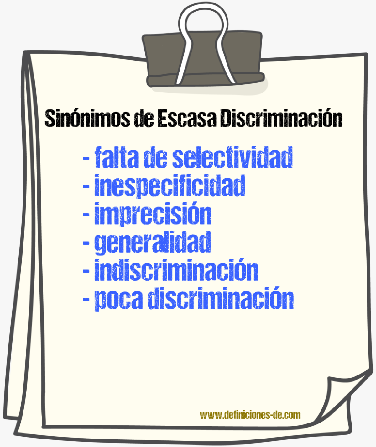 Sinónimos de escasa discriminación
