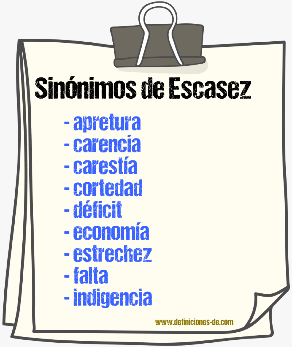 Sinnimos de escasez