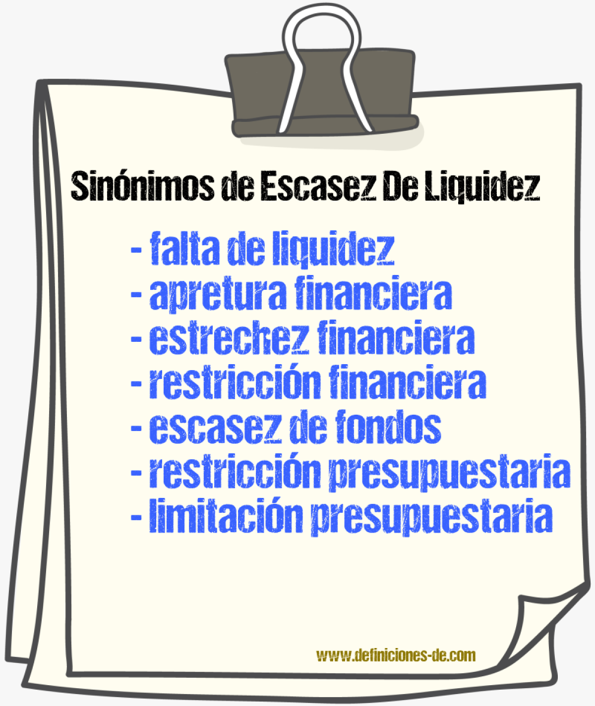 Sinónimos de escasez de liquidez