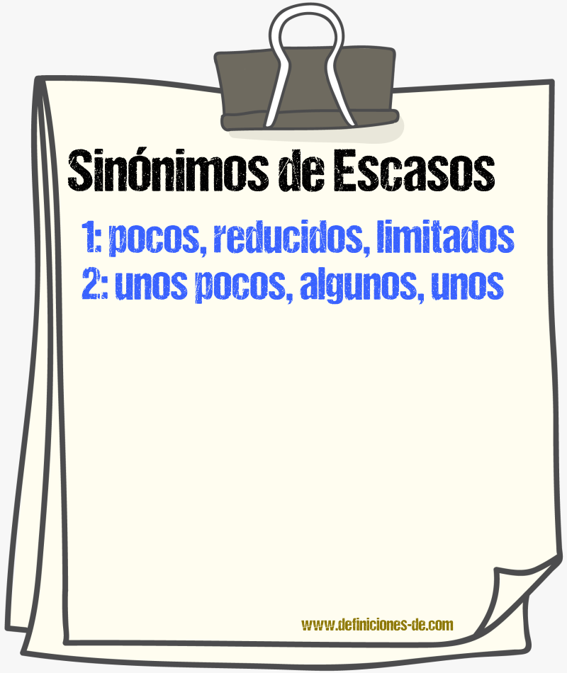 Sinónimos de escasos
