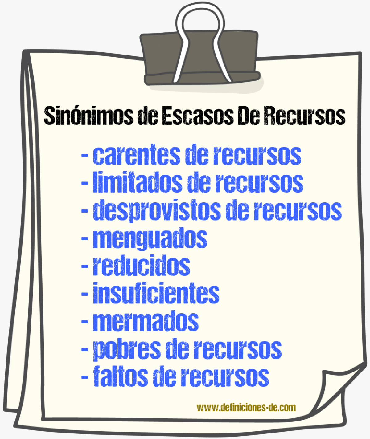 Sinónimos de escasos de recursos