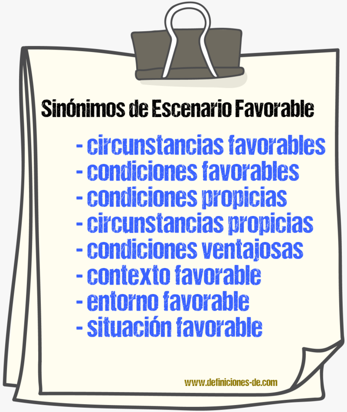 Sinónimos de escenario favorable