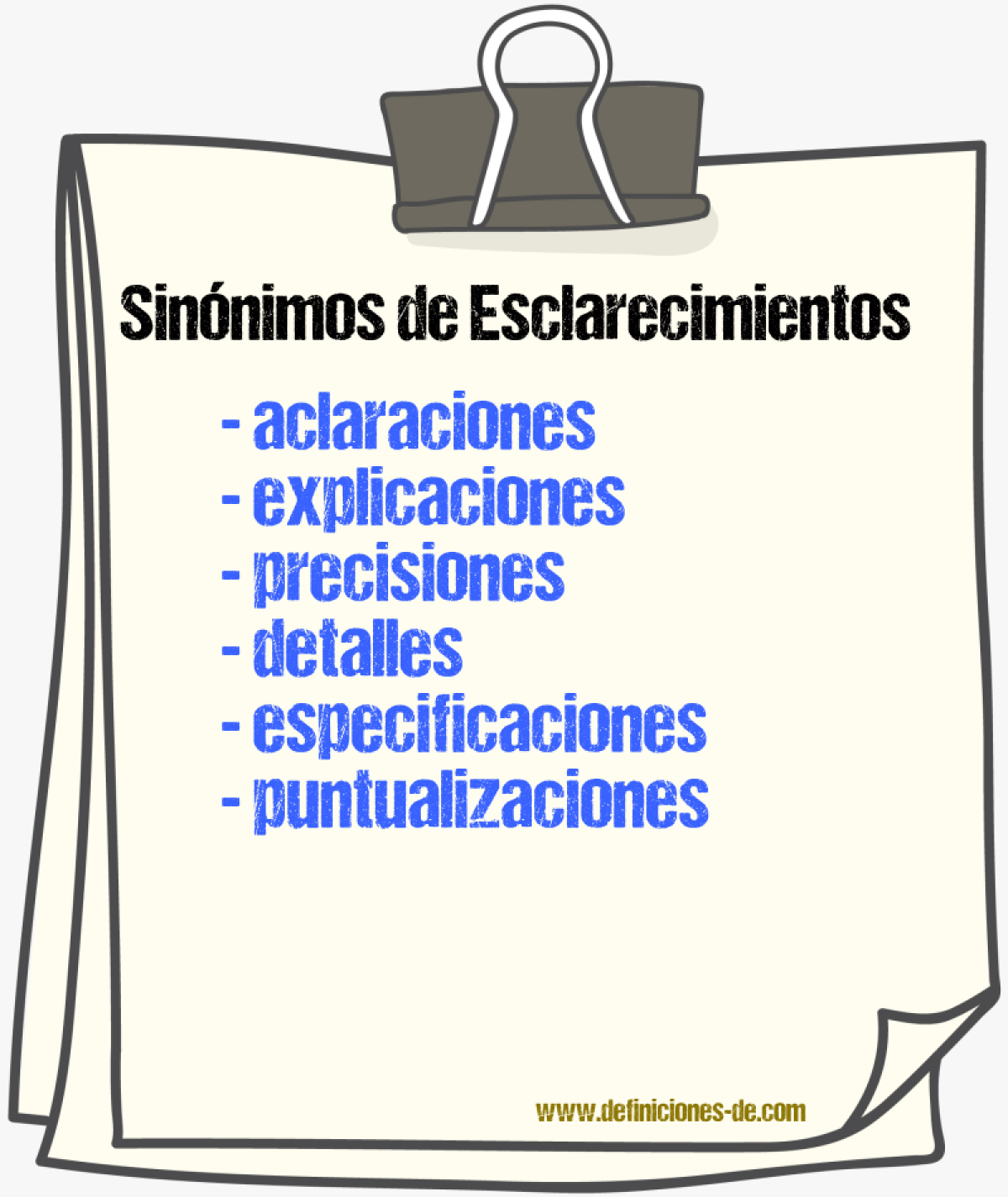 Sinónimos de esclarecimientos