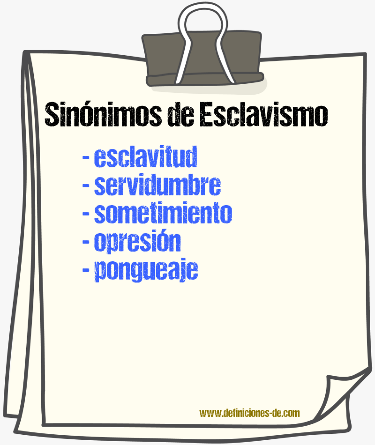 Sinnimos de esclavismo