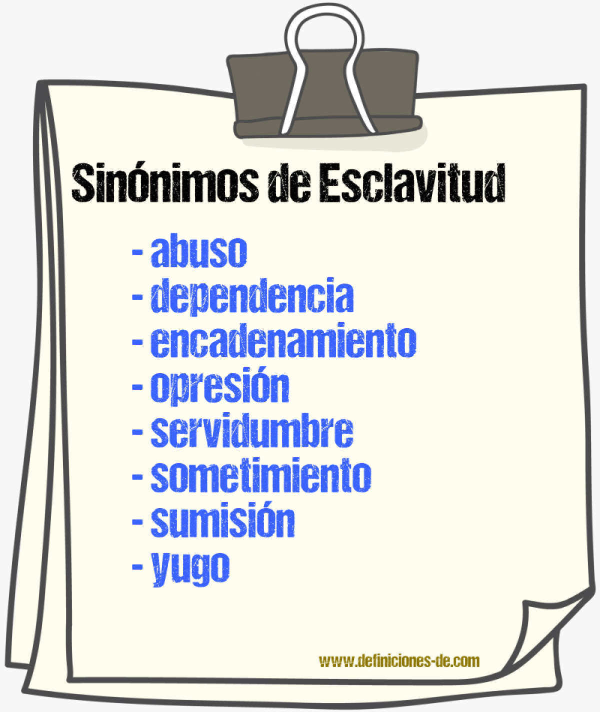 Sinnimos de esclavitud