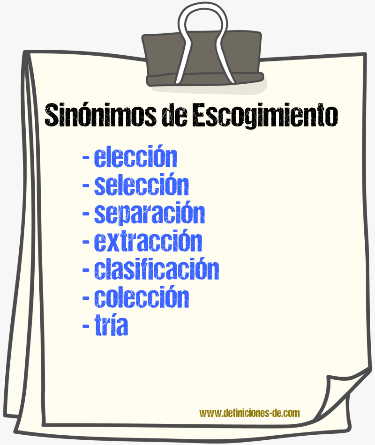 Sinnimos de escogimiento