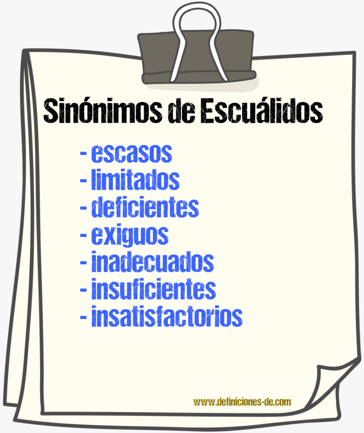 Sinónimos de escuálidos