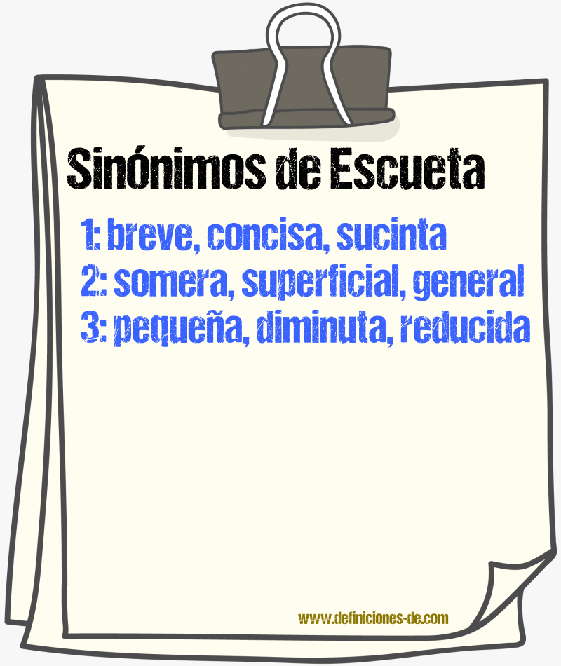 Sinónimos de escueta