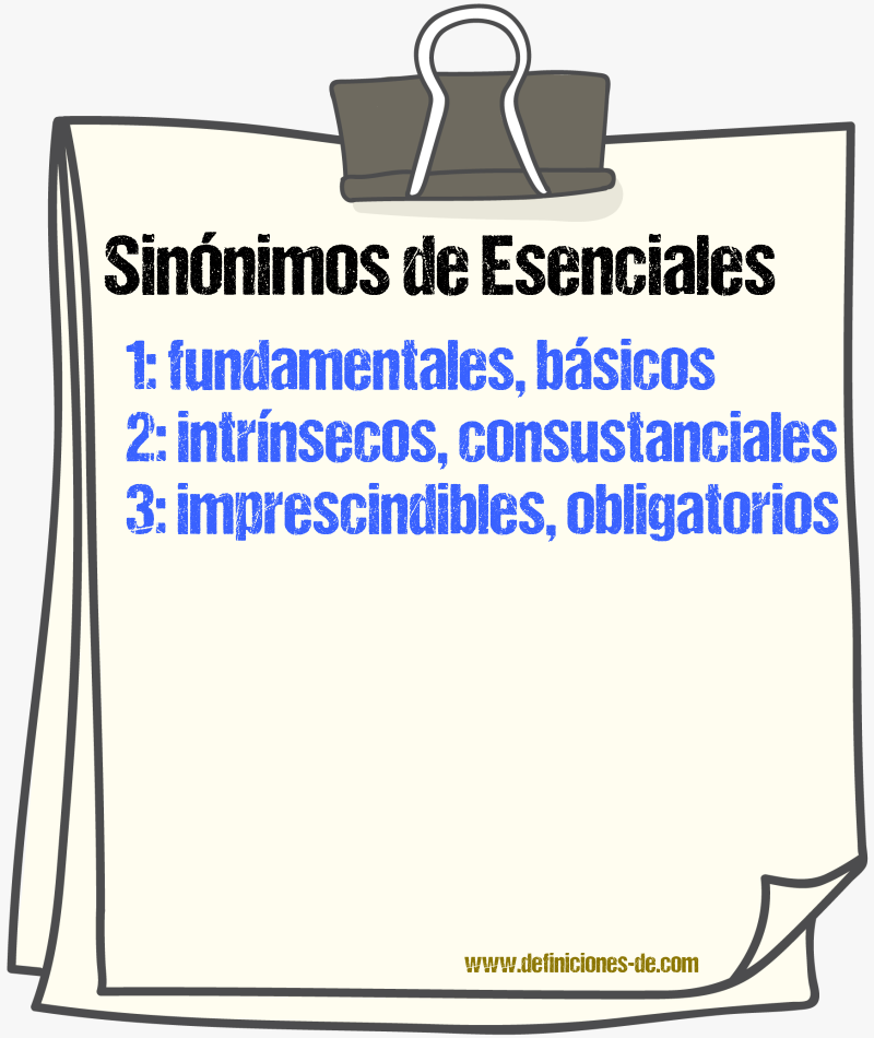 Sinónimos de esenciales