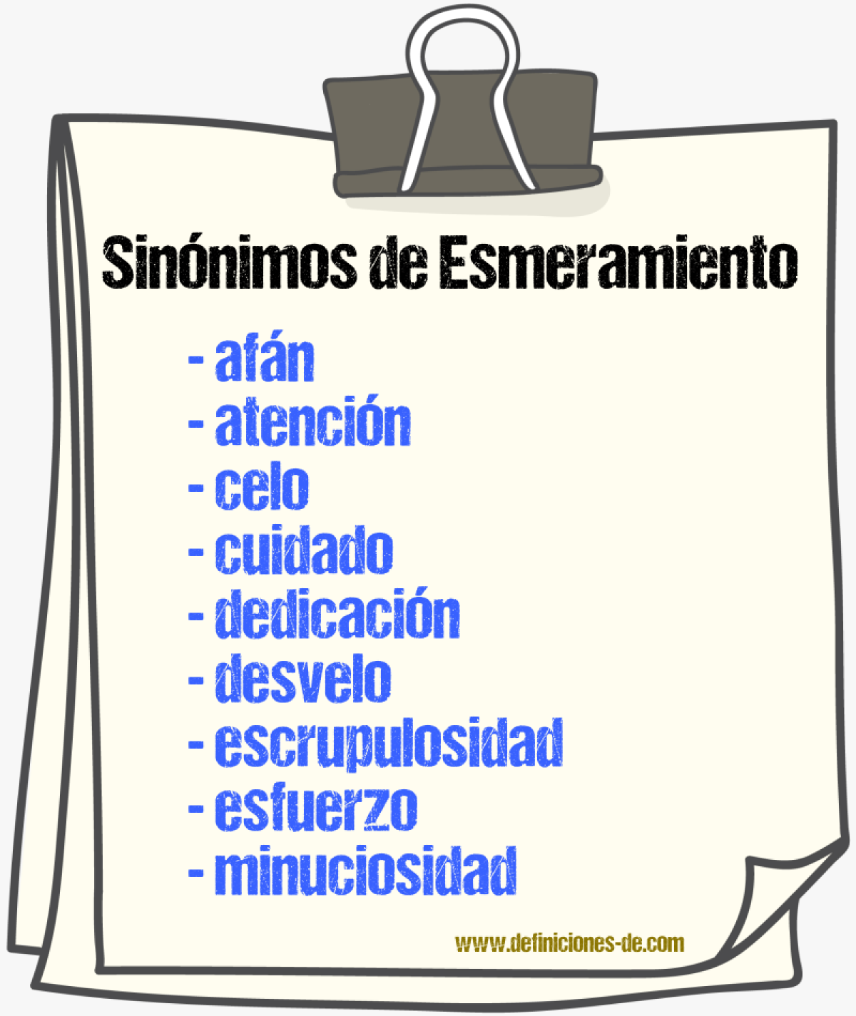 Sinnimos de esmeramiento