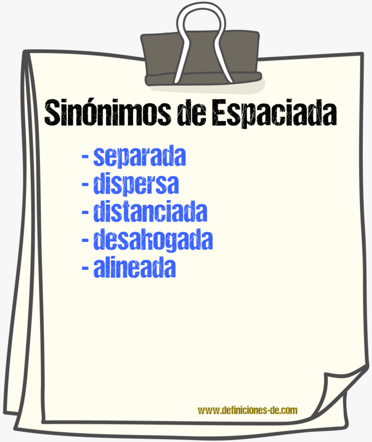 Sinónimos de espaciada