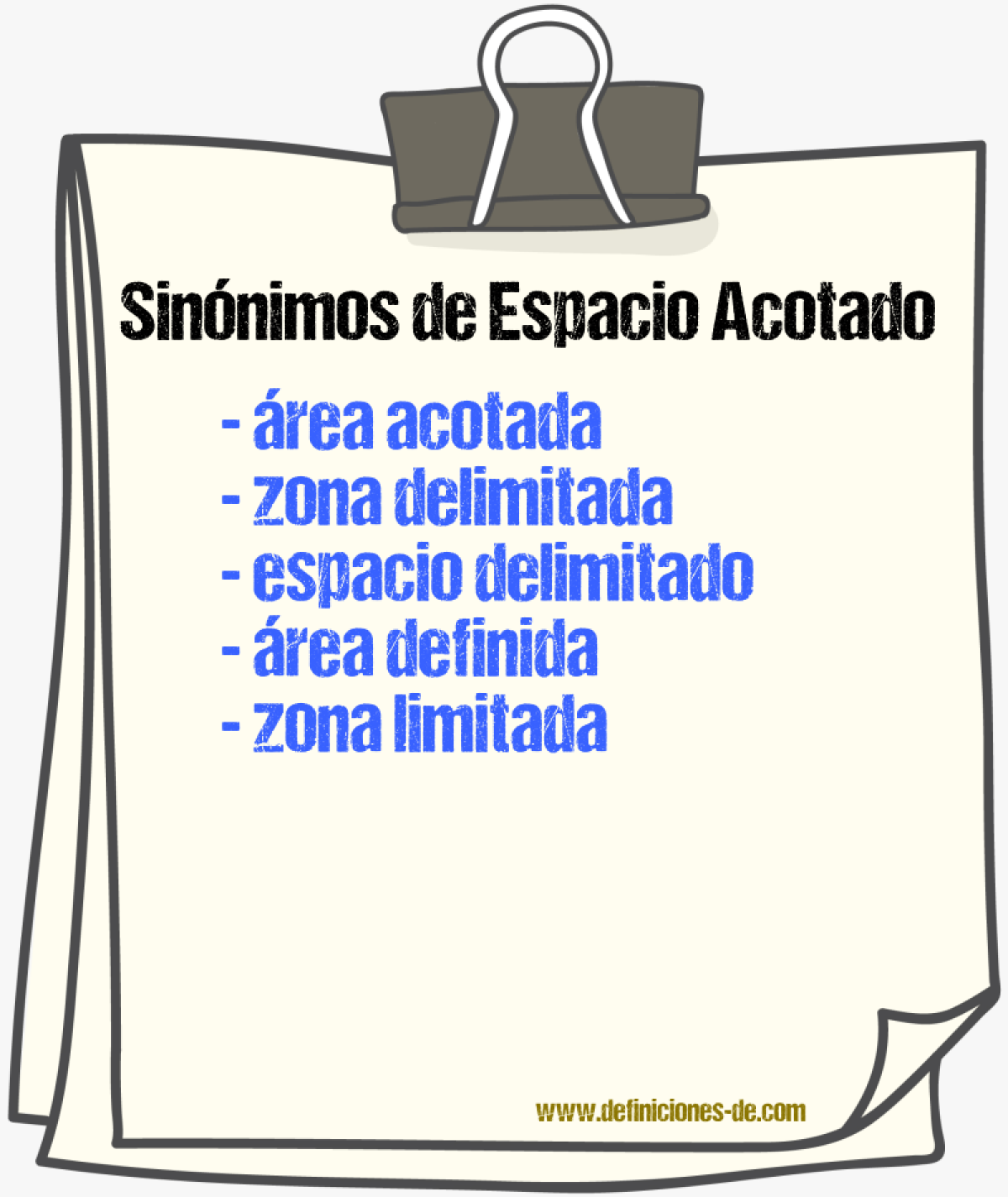 Sinónimos de espacio acotado