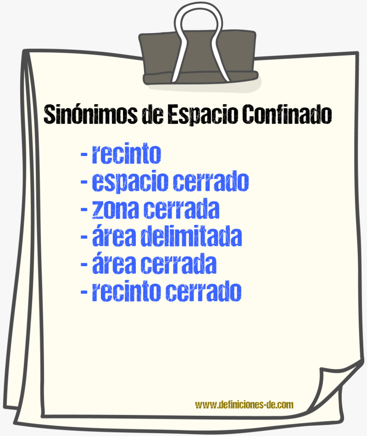 Sinónimos de espacio confinado