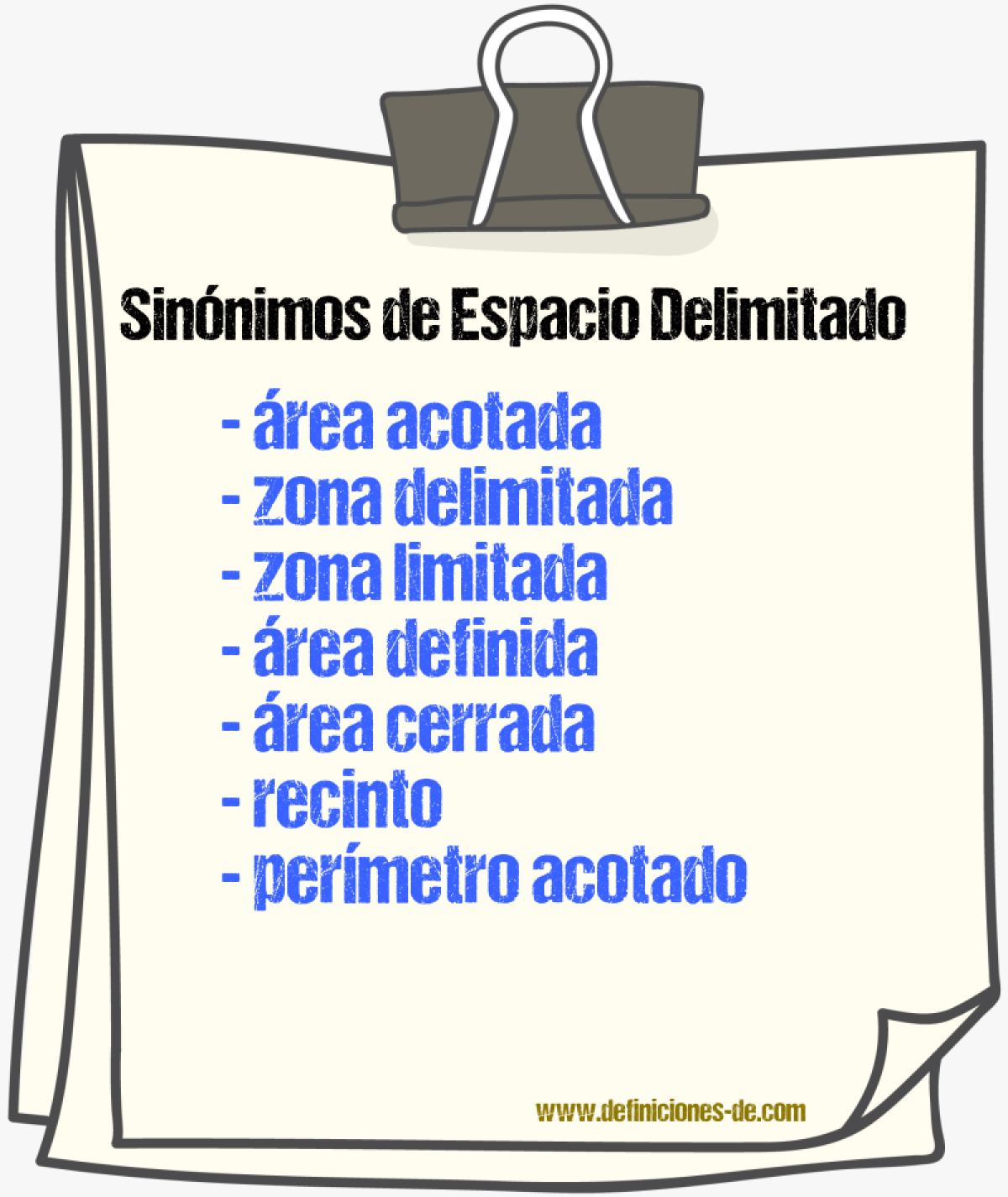 Sinónimos de espacio delimitado