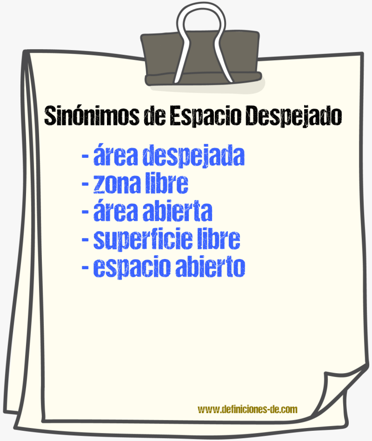 Sinónimos de espacio despejado
