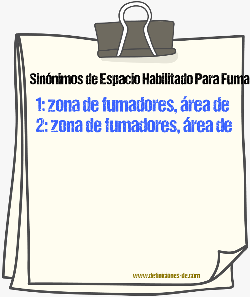 Sinónimos de espacio habilitado para fumar