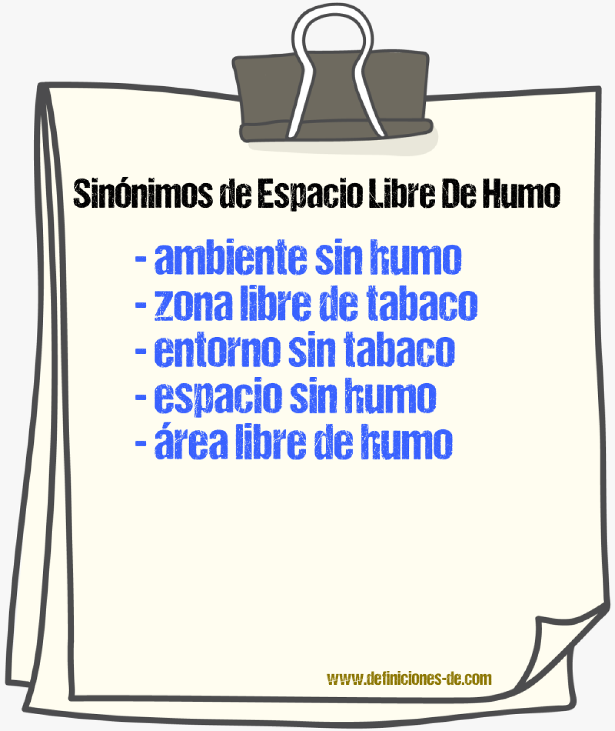 Sinónimos de espacio libre de humo