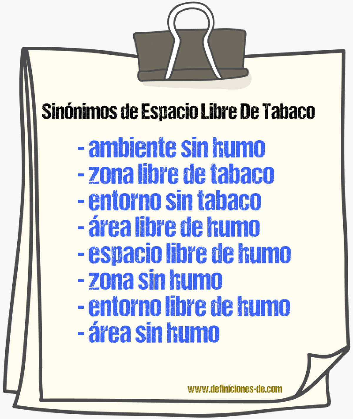 Sinónimos de espacio libre de tabaco