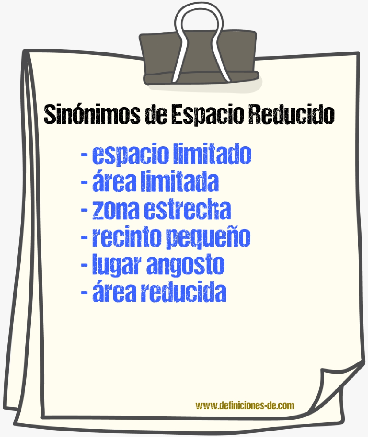 Sinónimos de espacio reducido
