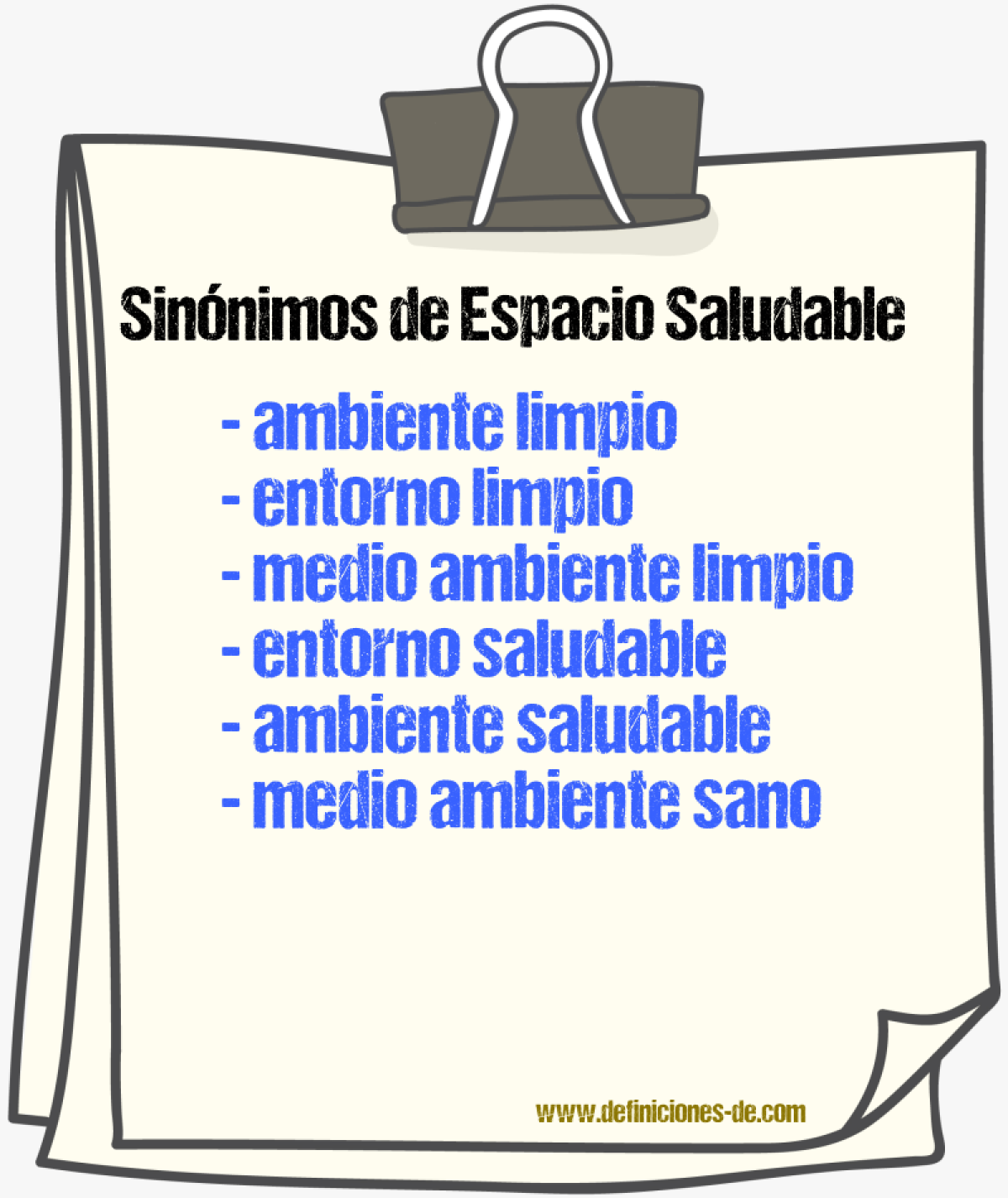 Sinónimos de espacio saludable