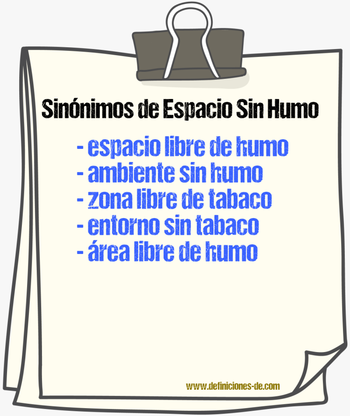 Sinónimos de espacio sin humo