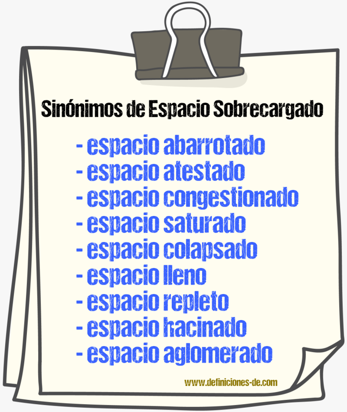 Sinónimos de espacio sobrecargado