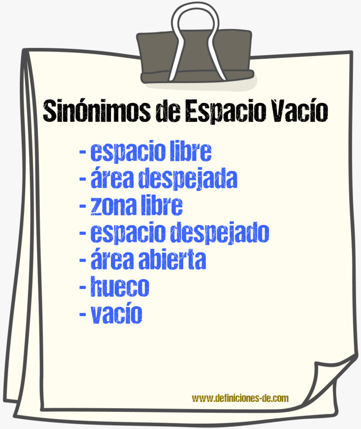 Sinónimos de espacio vacío