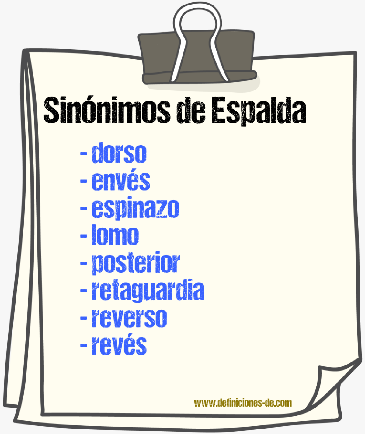 Sinnimos de espalda