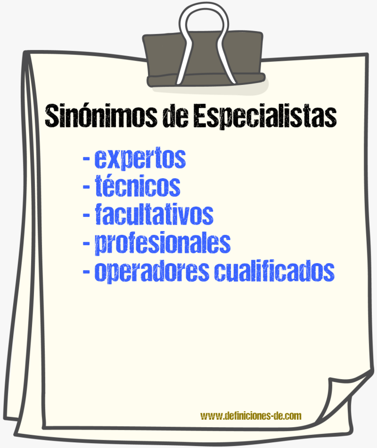 Sinónimos de especialistas