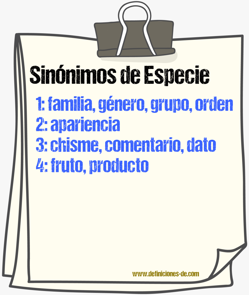 Sinnimos de especie