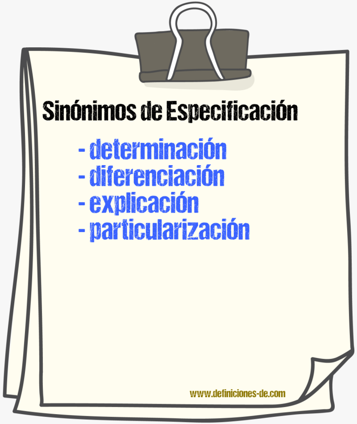 Sinnimos de especificacin