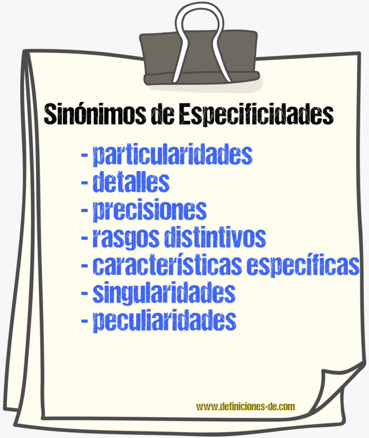 Sinónimos de especificidades