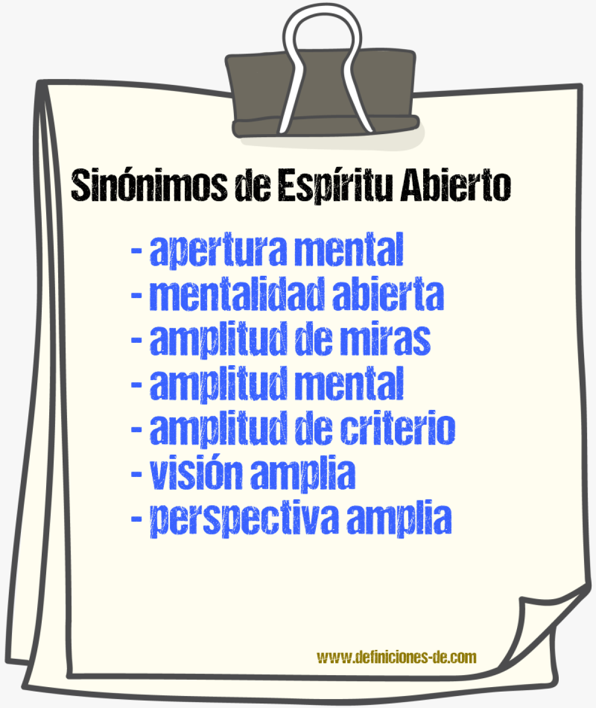 Sinónimos de espíritu abierto