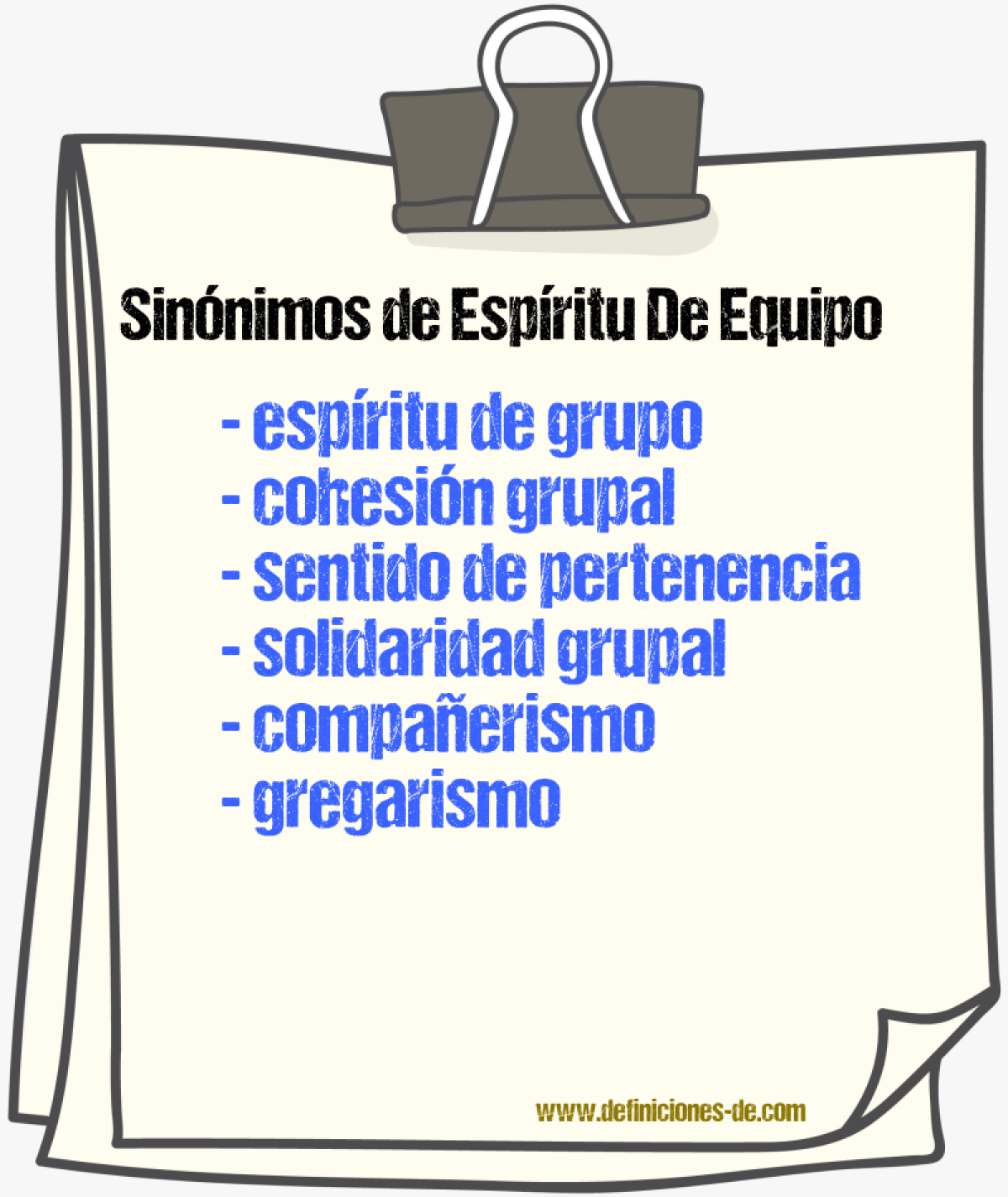 Sinónimos de espíritu de equipo