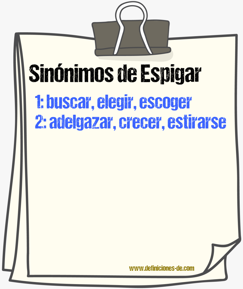 Sinnimos de espigar