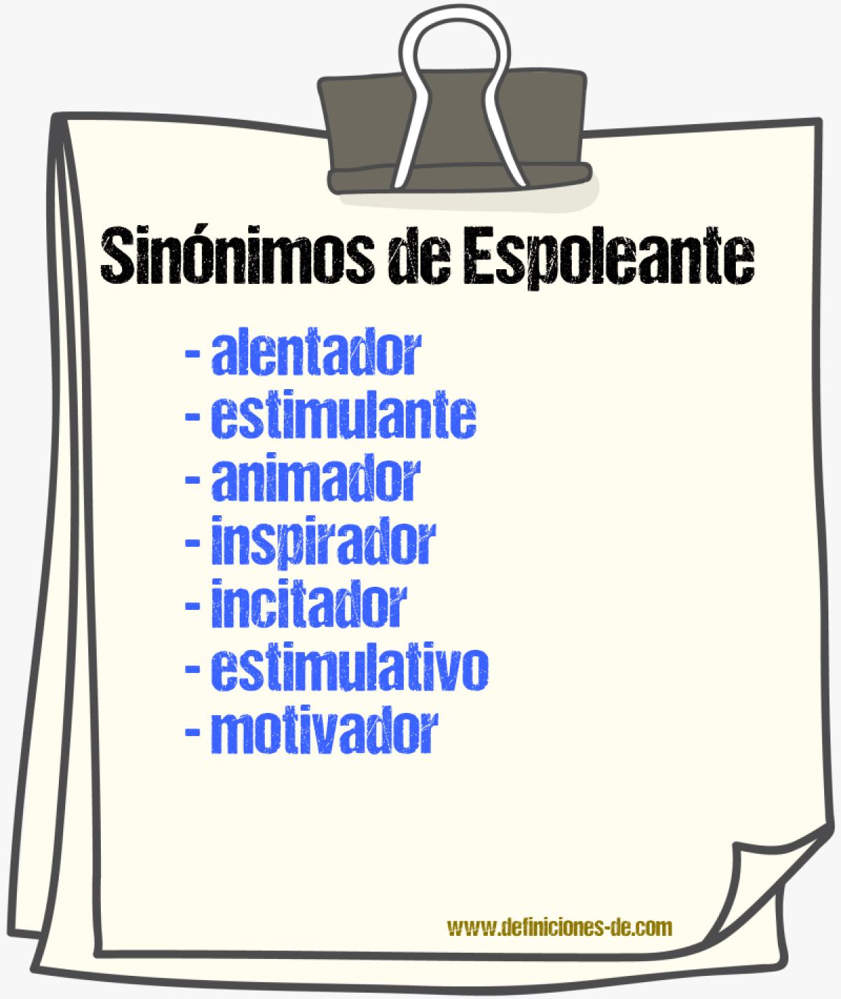 Sinónimos de espoleante