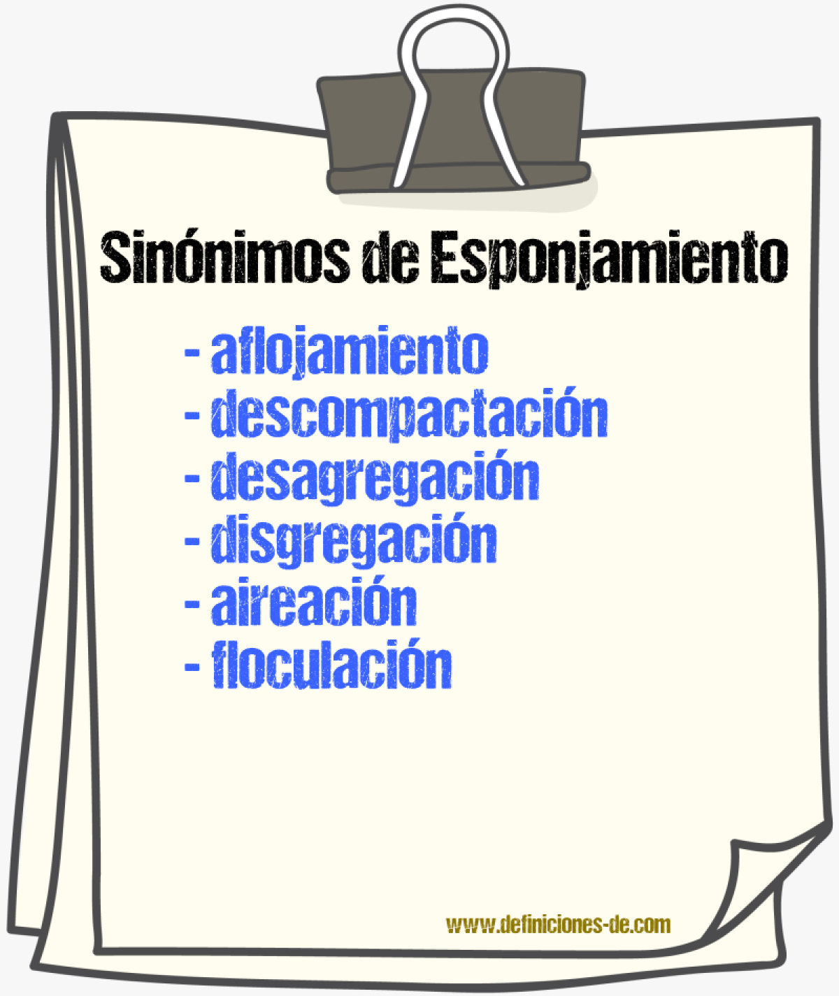 Sinónimos de esponjamiento