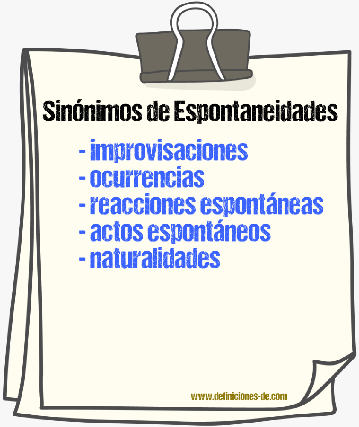 Sinónimos de espontaneidades