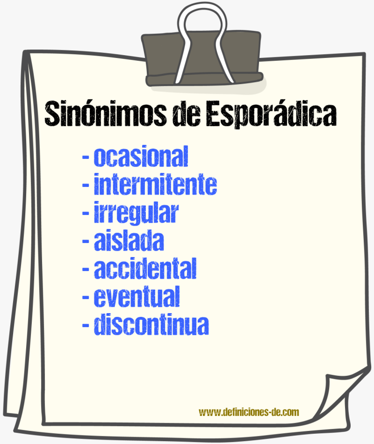Sinónimos de esporádica