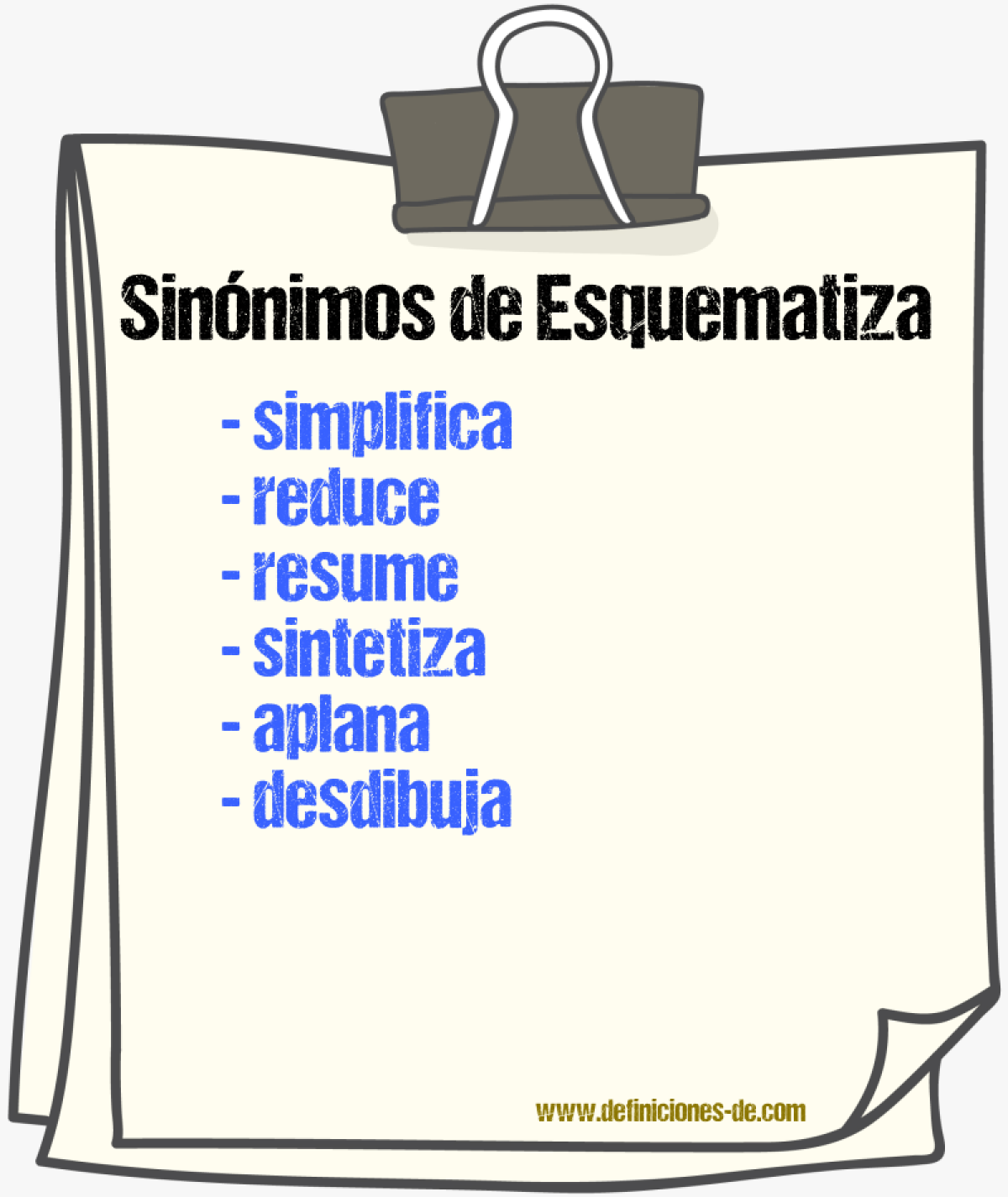 Sinónimos de esquematiza