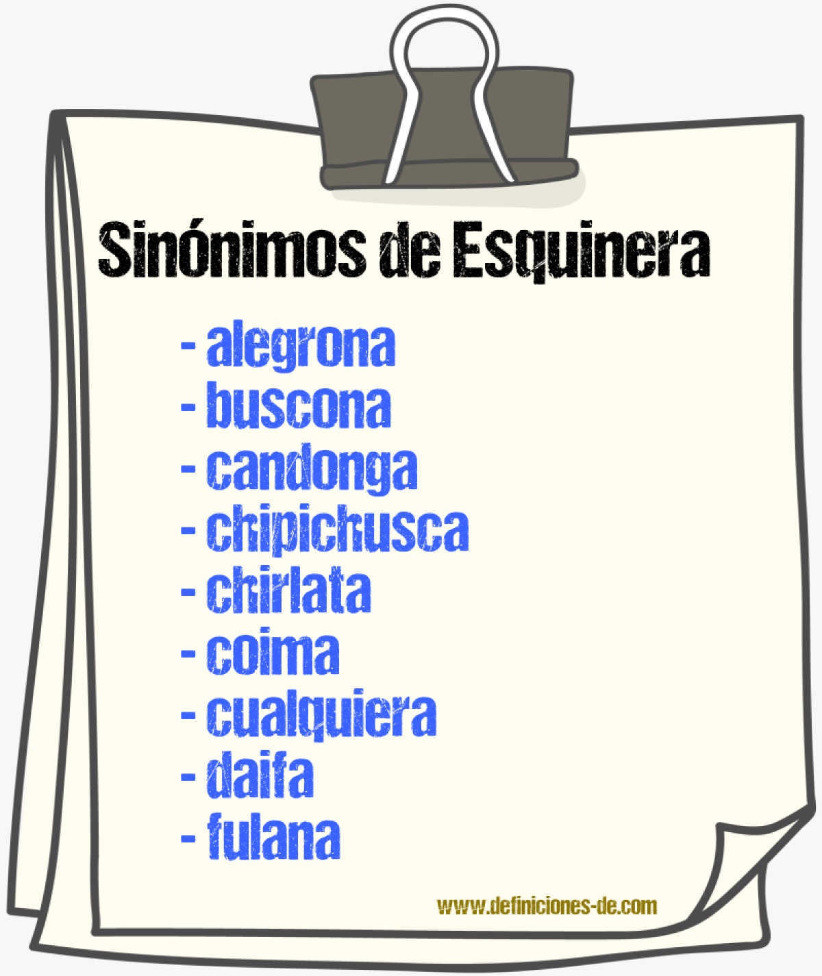 Sinnimos de esquinera